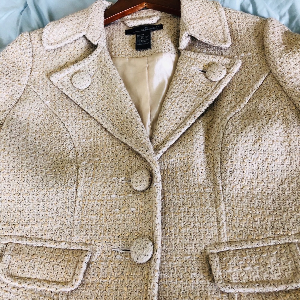 Willi Smith Cream & Gold Bouclé Jacket - Size M